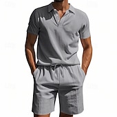 cheap Men&#039;s Classic Polo-Men&#039;s Golf Shirt Golf Polos Shirts Work Casual Lapel Short Sleeve Basic Modern Plain Buttons 2 Piece Summer Regular Fit Apricot Black White Navy Blue Light Grey Army Green Golf Shirt