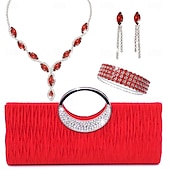 baratos Conjuntos de Jóias-conjunto de festa de coquetel da moda com pingentes, colares brilhantes gravados com diamantes, brincos e pulseiras para um conjunto de colar de festa criativo e luxuoso