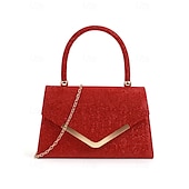 cheap Clutches &amp; Evening Bags-Women&#039;s Glitter Evening Clutch Bag with Chain Strap – Elegant Structured Top Handle Purse for Weddings, Cocktail Parties and Formal Events