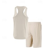 abordables Conjuntos de camisetas de hombre-Hombre Tanque Chaleco Trajes de camiseta Trajes de 2 piezas Sin Mangas Cuello Barco Verano Plano Moda Casual 2 Piezas Vacaciones Ropa Cotidiana Noche Blanco Vino Verde Oscuro Camiseta superior para