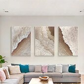 preiswerte Abstrakte Gemälde-Ölgemälde handgemalt abstrakte Ölgemälde Wandkunst 3er Set beige abstrakte Malerei auf Leinwand beige Textur Gemälde Wandkunst neutrale abstrakte Malerei Wandkunst Wanddekoration