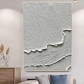 お買い得  抽象画-手作りの油絵キャンバス壁アート装飾シンプルな抽象的なテクスチャ海の波ホームデコレーション用ストレッチフレーム吊り下げ絵画/ロールフレームレス未ストレッチ絵画