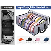 cheap Clothing &amp; Closet Storage-Hat Storage Under Bed Storage for Baseball Caps, Large Holds up to 40 Caps Wide Hat Organizer for Closet Snapback Holder, Grey