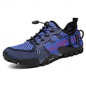 voordelige Casual Sneakers-Voor heren Sneakers Rivierschoenen Canyoning PU Leder Netstof Ademend Comfortabel Anti-slip Veters Zwart Donker paars Blauw Zomer Lente