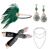 olcso Kiegészítők és még sok más-A nagy Gatsby Flapper fejpánt Gyöngyös karkötő Fülbevaló A nagy Gatsby Toll Retro Csillogó glitter Női Farsang Valentin nap Álarcos mulatság Party estélyi viselet Álarcos mulatság Fesztivál Felnőttek