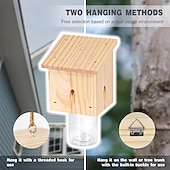 abordables Soins et soutien aux animaux-Piège à abeilles charpentières pour l&#039;extérieur - Pièges à abeilles charpentières suspendus en bois de style pentroof pour l&#039;extérieur - Pièges à insectes avec voûte amovible (1 paquet)