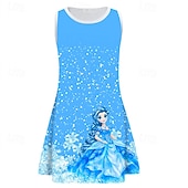 preiswerte 3D-Cartoon-Kommode-Mädchen&#039; 3D Cartoon Schneeflocke Kleid Ärmellos Sommer Frühling Urlaub Täglich Ferien Prinzessin Schön Süß Kinder 4-12 Jahre Freizeitkleid A Linie Kleid Knielang Normale Passform