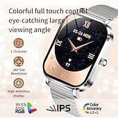 Χαμηλού Κόστους Smartwatch-Γυναικείο μοντέρνο έξυπνο ρολόι με οθόνη 1,75 ιντσών για γυναίκες, bluetooth call 100watch, γυναικεία έξυπνα ρολόγια γυμναστικής, diy dials για ios android
