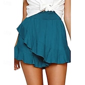 ieftine Pantaloni scurți din bumbac in-Pentru femei Pantaloni scurți inspirați din in Pantaloni Scurți Pantaloni Șic Stradă Casual Scurt Natural Simplu Bufantă Talie elastică Confortabil Respirabilitate Exterior În aer liber Ieșire Plajă