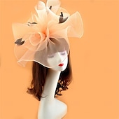 abordables Fascinateurs-Coiffe Tulle Chapeau Fedora Mariage Anniversaire Soirée Fête du thé Course de Chevaux Élégant ancien Mignon Avec Plume Casque Couvre-chef