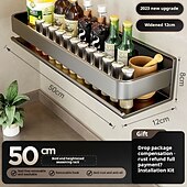 levne Kuchyňská úložiště-závěsný stojan na kořenky koupelnová nástěnná police, 30/40/50 cm nástěnná skříňka na kořenky nástěnný organizér na kořenky vodotěsný a nerezový organizér na koření