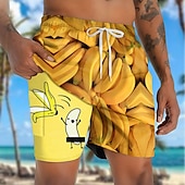 ieftine Mâncare și băuturi-Bărbați Amuzant Banană Pantaloni scurți căptușiți Pantaloni scurți de baie 2 în 1 Pantaloni Scurți de Înot Talie medie Hawaiană Vacanță Concediu Costum de plajă Buzunare laterale Cu căptușeală de