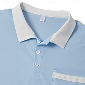 billiga Herrars klassiska polo-Herr Golftröja Piképikétröjor Arbete Ledigt Kavajslag Ribbstickad polokrage Kortärmad Grundläggande Modern Färgblock Lappverk Ficka Vår &amp; sommar Normal Svart Vinröd Marinblå Ljusblå Golftröja