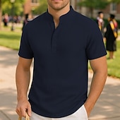economico Camicie Popover da Uomo-Per uomo Camicia di laurea Maglietta da laureato Maglietta della classe del 2025 Maglia Senior Camicia popover Camicia Estiva Nero Bianco Rosa Blu marino Blu Manica Corta Classico Colore Solido