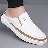 Недорогие Мужские клоги и мюли-мужские белые мюли — стильный дизайн слипонов с коричневыми акцентами, легкие и удобные для повседневной носки, неформальных выходов и путешествий