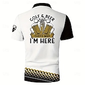 ieftine Polo de golf pentru bărbați-Bărbați Grafic Polo cu fermoar Manșon scurt Răsfrânt Modern Casual / Sport Sporturi &amp; Exterior Îmbrăcăminte Atletică Casul / Zilnic Imprimare 3D Vară Negru / Alb