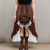 olcso Alsók-Retró Punk és gótika Középkori Szoknya Ren Faire Gót lány Fodros Női Kalóz Fantasy Steampunk Álarcos mulatság Alkalmi / Napi Felnőttek Szoknyák