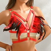 preiswerte Damenkostüme-Drag Queen Stolz Regenbogen Feder-Bralette Harness-BH Erwachsene Damen Sexy Kostüm Pride Parade Pride-Monat Halloween Karneval Einfaches Karnevalskostüm