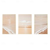 preiswerte Abstrakte Gemälde-Wellenölgemälde handgemaltes abstraktes Ölgemälde Wandkunst 3er Set beige abstrakte Malerei auf Leinwand beige Textur Gemälde Wandkunst neutrale abstrakte Malerei Wandkunst Wanddekoration