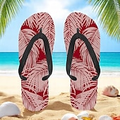 cheap Vacation Sandals-Men’s Blue Leaf Printed Flip Flops – Tropical &amp; Stylish Style for Beach Vacations, Island Hopping &amp; Beachside Dinners