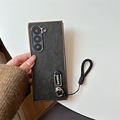 levne Pouzdra pro Samsung-telefon Carcasă Pro Samsung Galaxy Z Fold 6 Z Fold 5 Z Fold 4 Z Fold 3 Zadní kryt s Lanyardem Nárazuvzdorné Retro PC PU kůže