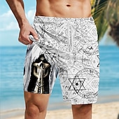 cheap Halloween Pants-Men&#039;s Geometric Skull Gothic Lined Shorts 2 in 1 Board Shorts Swim Shorts Mid Waist Hawaiian Retro Vintage Holiday Side Pockets With Compression Liner Elastic Drawstring Waist Designer Clothing