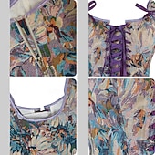 voordelige Korset-Rococo Overbuste korset Gemaskerd Bal Hoog korset Cosplay Jacquard Buikcontrole Push-up Jacquard Kostuum Dames Koninklijk Maskerade Feest Carnaval van Venetië Volwassenen Korset
