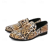 levne Pánské nazouváky a mokasíny-pánské slip-on společenské boty s leopardím vzorem - stylová společenská obuv na taneční párty a speciální akce