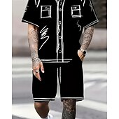economico T-shirt set da uomo-Per uomo Completi T-shirt Outfit 2 pezzi Maglietta e pantaloncini Manica Corta Girocollo Estate Grafico Moda Casual 2 Pezzi Vacanza Abbigliamento quotidiano Uscire Nero Bianco Maglietta Top per Uomo
