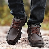 economico Sneakers da uomo-scarpe da ginnastica da uomo con lacci color cuoio e suola in gomma antiscivolo, comode e traspiranti per avventure all&#039;aria aperta e abbigliamento casual da giorno