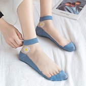 cheap Home Socks-Women Daisy Sheer Socks,Womens Girls Lace Sheer Ankle Sock Thin Mesh Cotton Socks Transparent See Through Tull Low Cut Sock