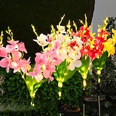 abordables Éclairage paysager-Lot de 2 lampes solaires d&#039;extérieur étanches en forme de fleurs, luminaire décoratif d&#039;extérieur, idéal pour un jardin, une terrasse, une cour, un sentier ou des vacances