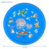 cheap Beach &amp; Outdoor Toys-68inch Outdoor Water Play Mat  Multi-Color Marine Life Design  Durable PVC Splash Pad with Sprinkler Features Non-Slip &amp; Inflatable  Ideal for Lawn and Garden Fun Water Toys