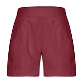 economico Pantaloncini in lino di cotone-Per donna Pantaloncini in cotone e lino Shorts Pantaloni Eleganti Casual Corto Naturale Semplice Tasca Elastico in vita Comodo All&#039;aperto Quotidiano Ferie Vinaccia Grigio Nero Bianco Estate