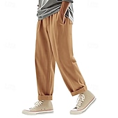 economico Classico-Per uomo Pantaloni di Lino Pantaloni Pantaloni Estivi Pantaloni da Spiaggia Tasca Coulisse Elastico in vita Semplice Comodità Traspirante Vacanza Quotidiano Ferie Hawaiano Boho Nero Bianco