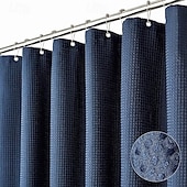 abordables Cortinas de ducha-Cortinas de ducha de tela gruesa texturizada de waffle Resistente a la humedad Forro con ganchos de acero inoxidable Calidad de lujo hotelera Verde salvia 180cm*180cm(70&quot;*70&quot;)