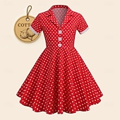 cheap Dresses-1950s Retro Vintage Rockabilly Dress Flare Dress Polka dots Fancy Dress Girls' Christmas Halloween Carnival Prom Event / Party Cocktail Party Kid's Dress Homecoming Dresses