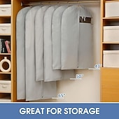 cheap Garment Bag &amp; Cover-5 Packs Garment Bags for Hanging Clothes Suit Bags for Closet Storage and Travel Grey Suit Cover Bags with Clear Window for Coats Jackets Shirts