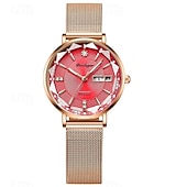 cheap Quartz Watches-Women Quartz Watch Wrist Watch Retro Vintage Rhinestone Wristwatch Luminous Calendar Date Week Waterproof Stainless Steel Watch