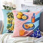 abordables Taies d&#039;Oreiller-Housse de coussin décoratif motif fruits d&#039;été 1PC douce carrée pour canapé taie d&#039;oreiller pour chambre salon canapé chaise