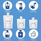 cheap Bathroom Organizer-5PCS 30/50/100 ml Travel Pouches for Toiletries, TSA Approved, Refillable Empty Travel Size Containers, Small Squeeze Pouches Travel Bottles for Shampoo Conditioner Lotion Soap Liquids