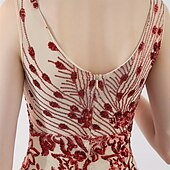 baratos Vestidos Baile Formatura-Vestidos de Quinceanera de Sereia  Trompete Vestido Elegante Formal de Casamento Comprimento do Chão Sem Mangas Gola V com Lantejoulas