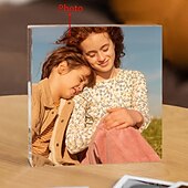 economico Festa della Mamma-Blocco fotografico in acrilico personalizzato, regalo ideale per la mamma, blocco di cristallo di vetro con foto, festa della mamma, matrimonio, compleanno, Natale, anniversario
