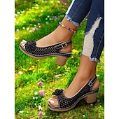 cheap Casual Sandals-Women’s Floral Cutout Slingback Sandals – Comfortable Chunky Heel Summer Sandals for Casual &amp; Garden Party Wear