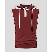 abordables Camisetas sin mangas de gimnasio-Hombre Camiseta sin mangas Top Camisetas Interiores Camisa sin mangas Sin Mangas Con Capucha Verano Bloque de color Moda Design Básico Retazos Vacaciones Calle Noche Negro Blanco Rojo Camiseta