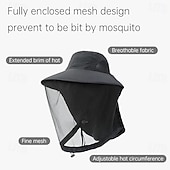 baratos chapéus de casa-Chapéu Protetor Solar para Homens e Mulheres com Rede de Mosquito Boné para Praia e Pesca de Aba Larga com Orelhas Malha Respirável à Prova de Vento