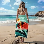 abordables juegos de toallas de playa-Toalla de playa estampada, manta de playa ligera, de secado rápido y sin arena, ideal para viajes, piscina y uso al aire libre.