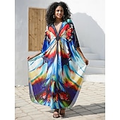 billige Kjoler-Halloween Kjoler Kaftan Stolthet Regnbue Fritid Voksne Dame Halloween Karneval Pride-parade Pride måned Enkle Halloween-kostymer Kle deg opp