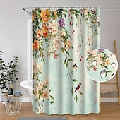 cheap Shower Curtains-Shower Curtain with Hooks 180cm*180cm(70&quot;*70&quot;) Polyester Washable Waterproof Pattern Bathroom Bathtub Decor Floral Bird Plant