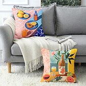 abordables Taies d&#039;Oreiller-Housse de coussin décoratif motif fruits d&#039;été 1PC douce carrée pour canapé taie d&#039;oreiller pour chambre salon canapé chaise